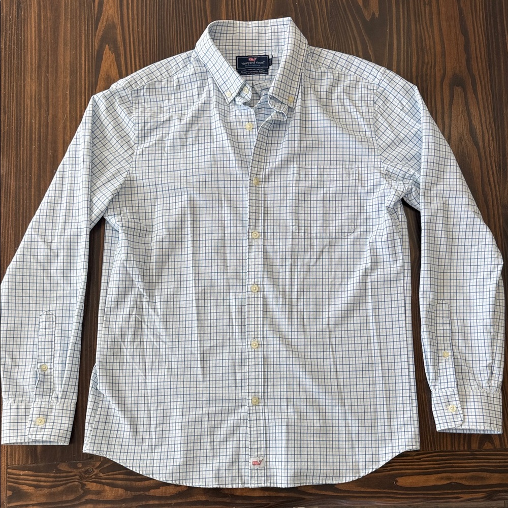 Vineyard Vines Performance Slim Fit Murphy Shirt Men's Blue White Plaid Large
